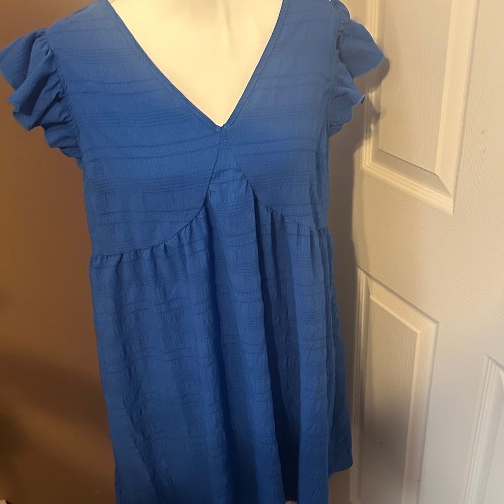 SHEIN Blue Ruffled Sleeve Women's dress